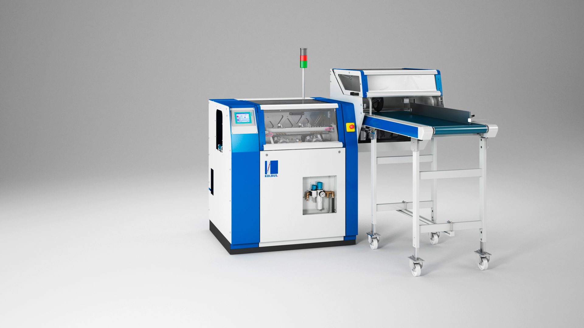 3D-Produktfoto Maschinen/Rendering einer Kolbus Falzniederhalte-Presse